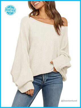 Women Oversized Off Shoulder Slouchy Knit Sweater Pullover Jumper Top